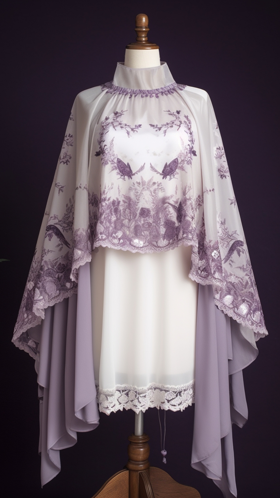 Embroidered Cape Dress